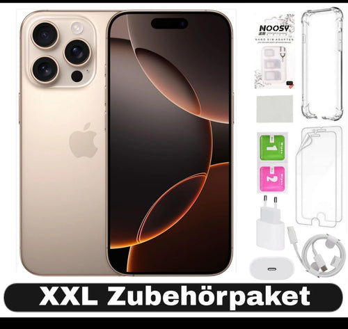 Apple iPhone 16 Pro 1 TB Titan – Schwarz/Weiß/Natur/Gold, XXL Set